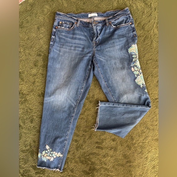 LOFT Denim - LOFT Made and Loved Loft Women’s Embroidered Button Fly Boyfriend Jeans Sz 30/10